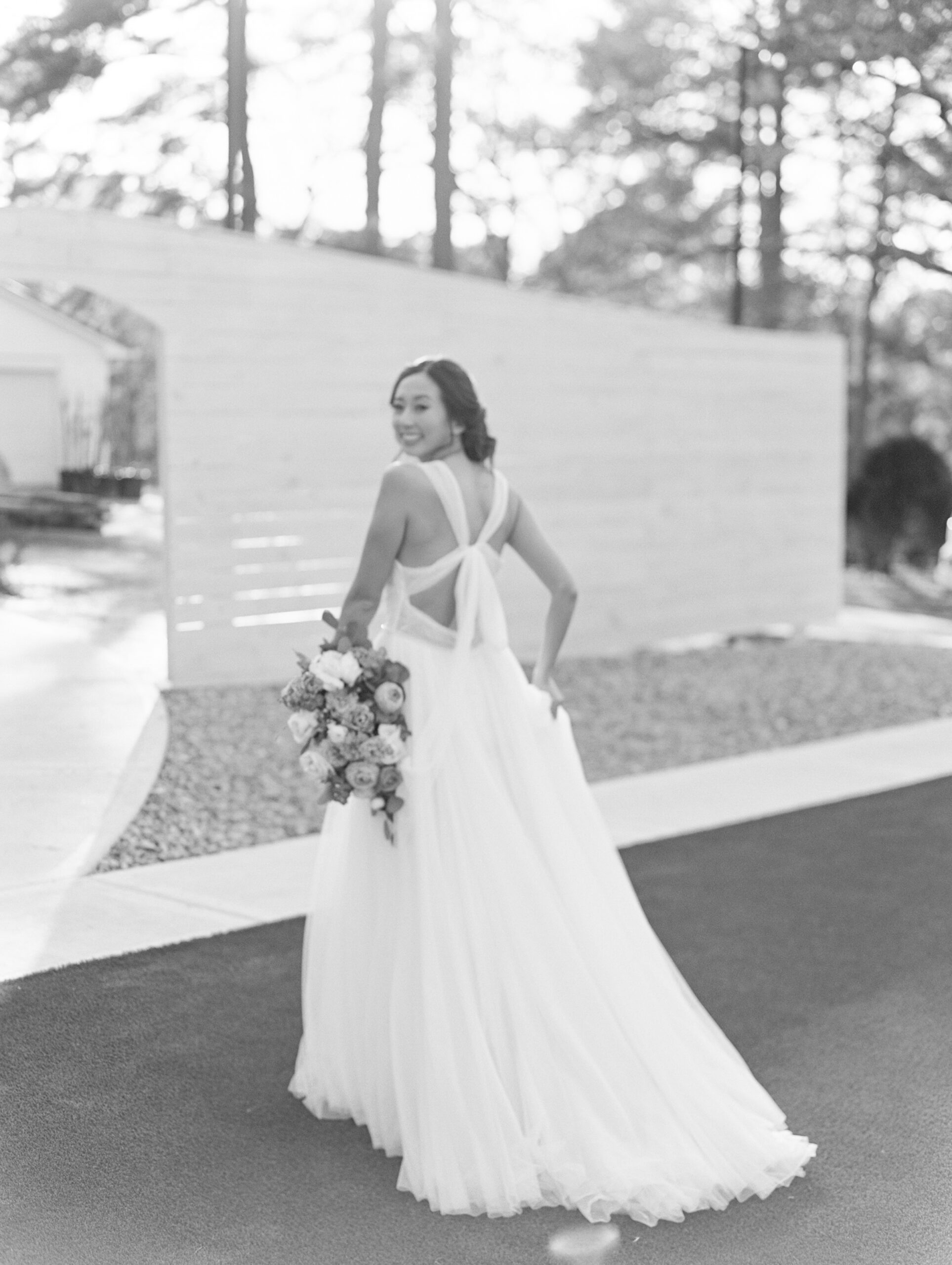 Modern flowing wedding gown