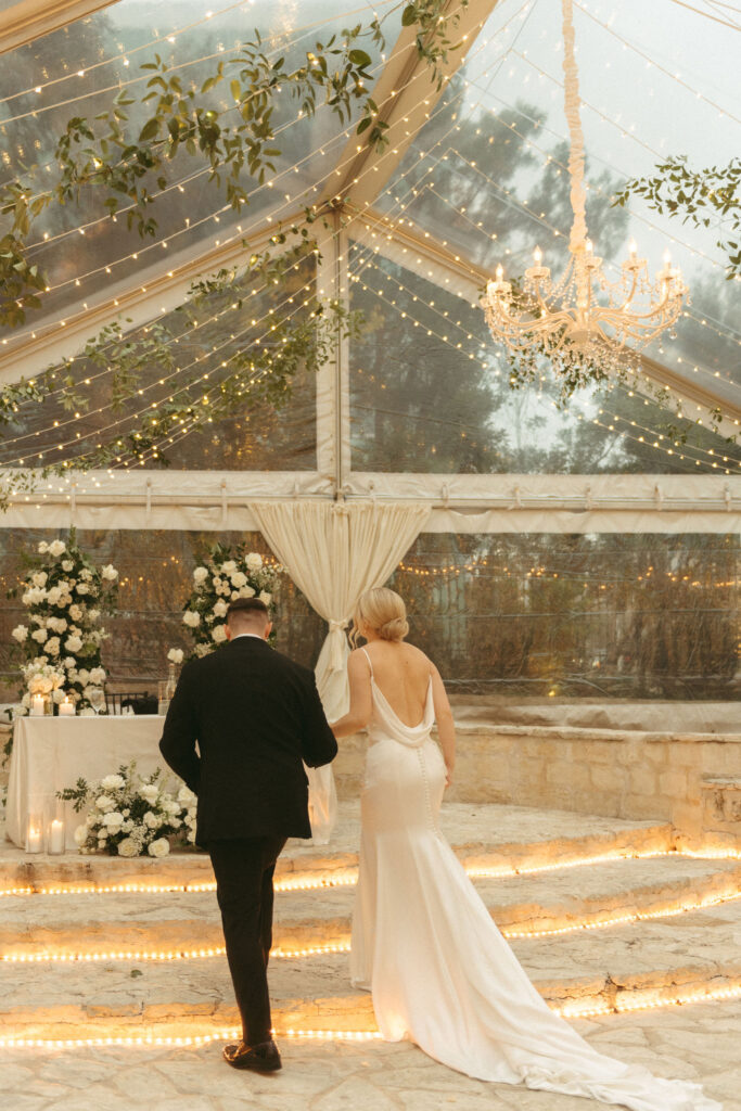 Tented reception space at a U.S. destination wedding