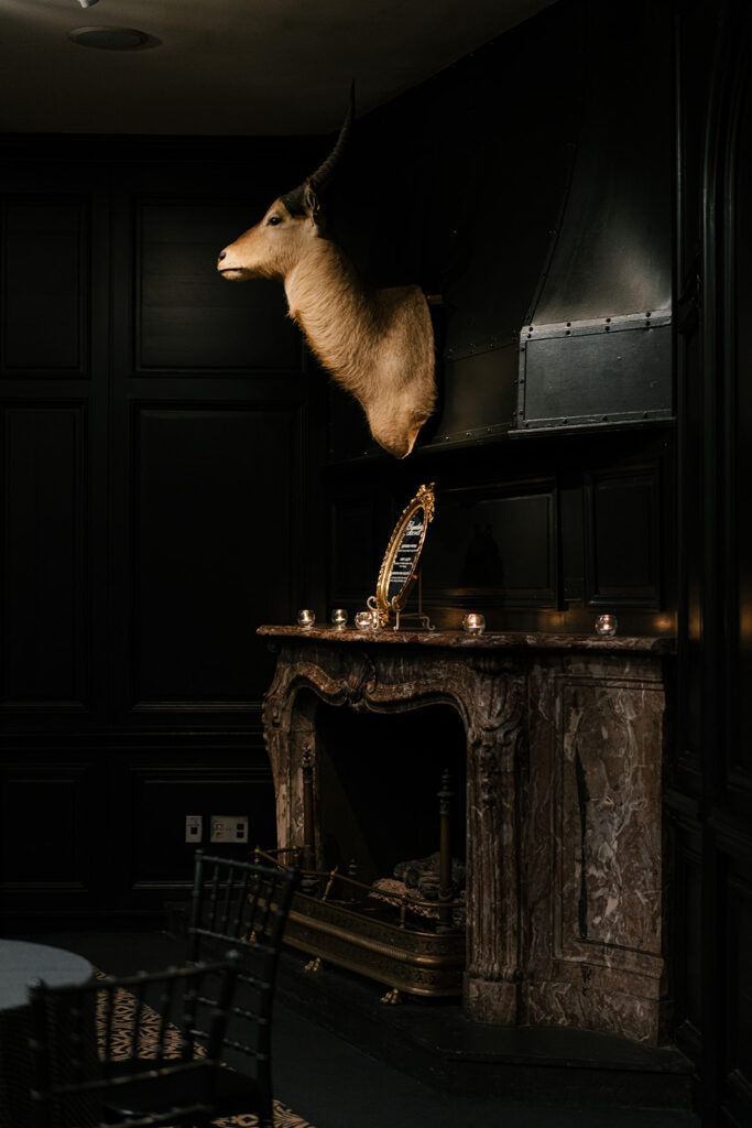 Cocktail hour in the Hemingway Room during a Hotel ZaZa Houston wedding celebration.